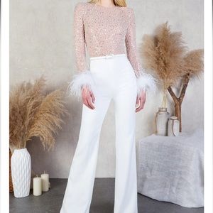 NADINE MERABI Amelia White Jumpsuit